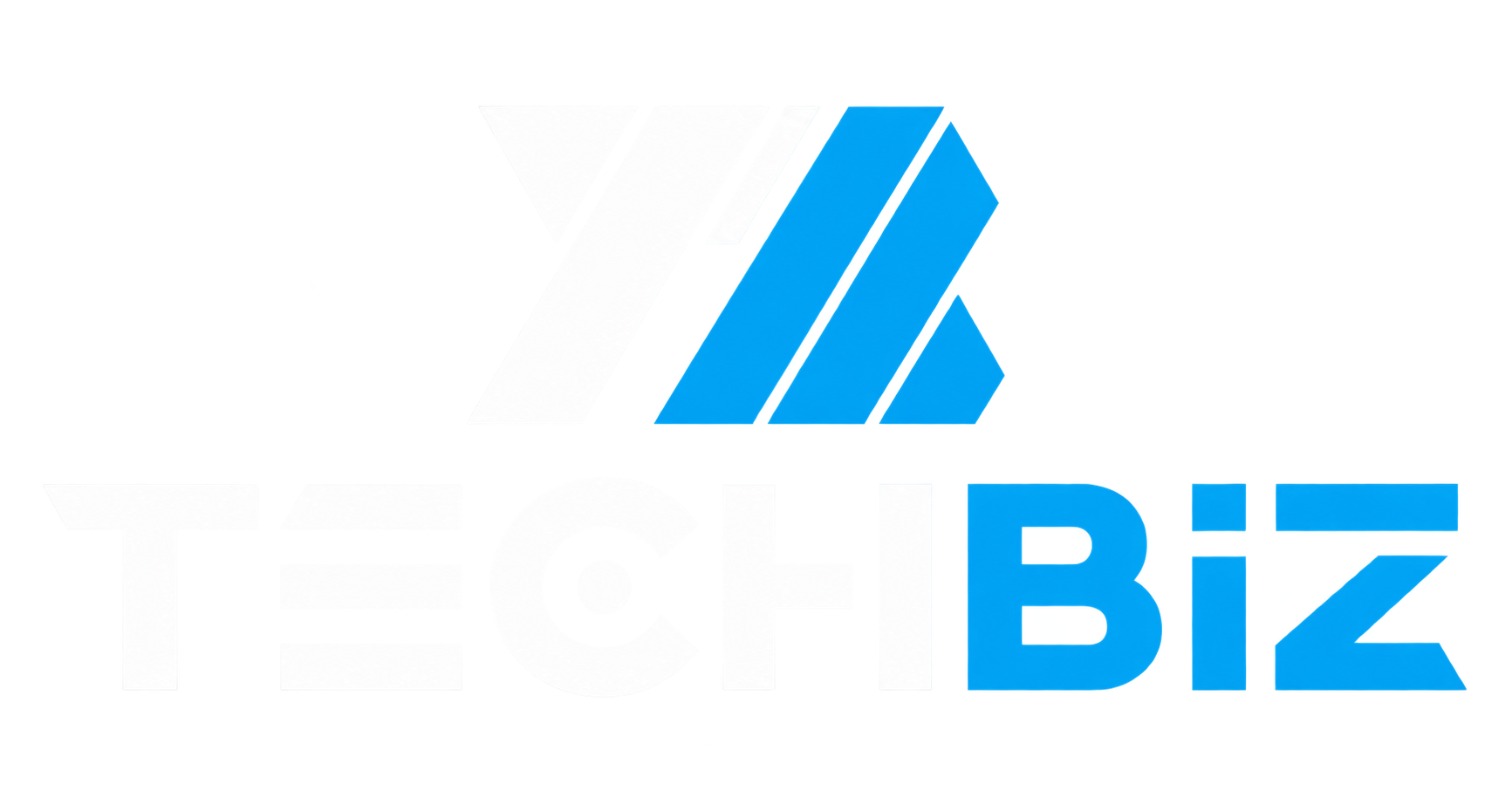 Logo TechBiz: TECH blanco y BIZ azul, fondo transparente